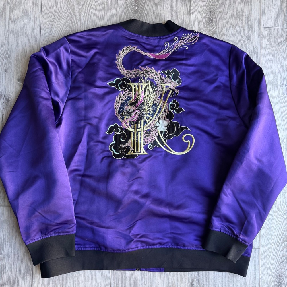 Marvel Eternals Our Universe Kingo Purple Satin Dragon Bomber Jacket 2X